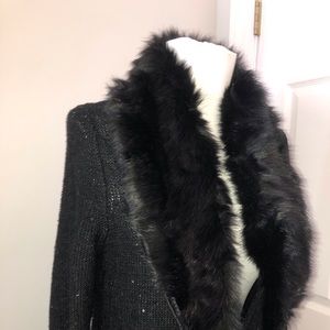 Beautiful cardigan with fur collar.